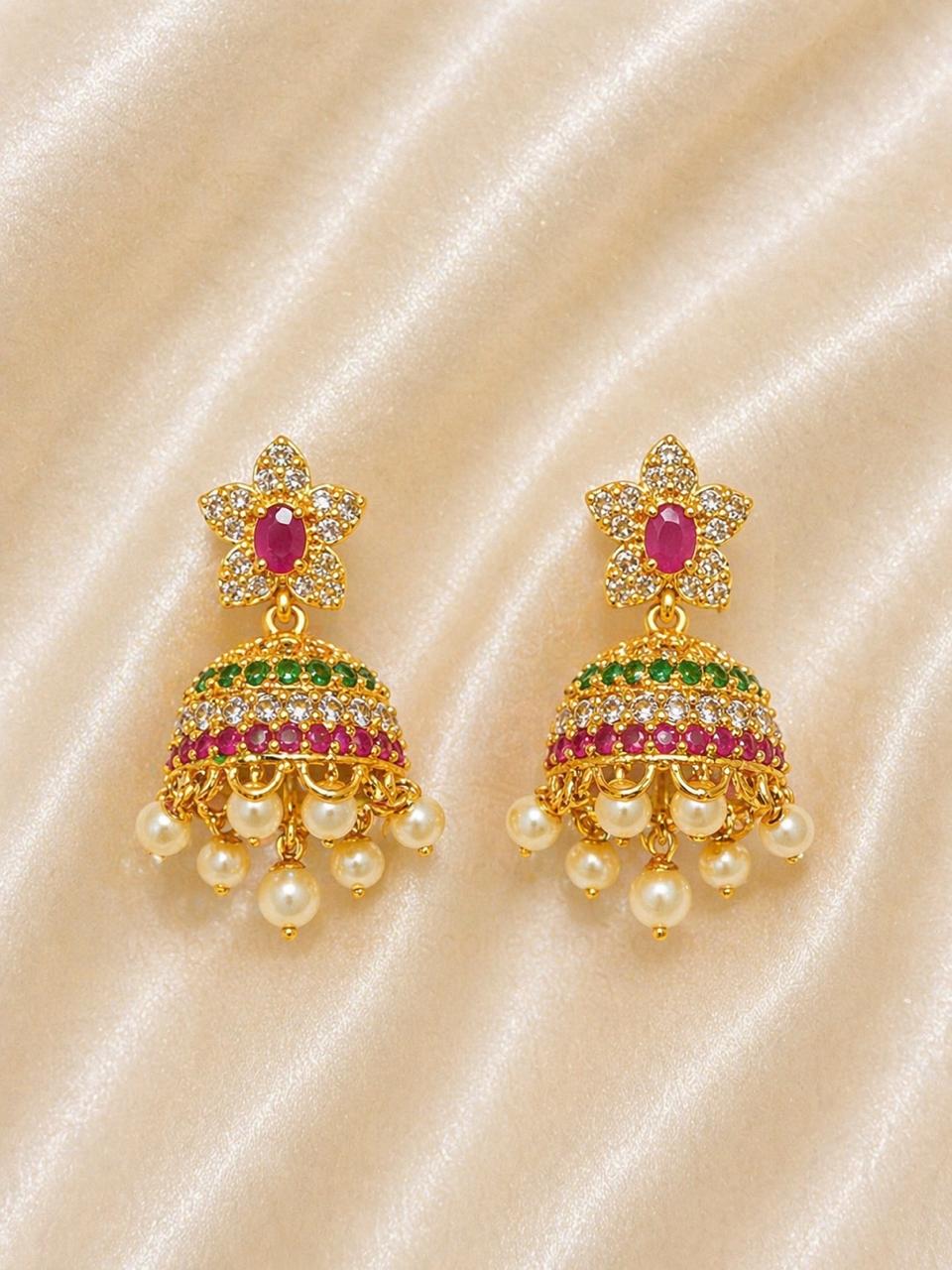 Floral Leaf Jhumki Earrings